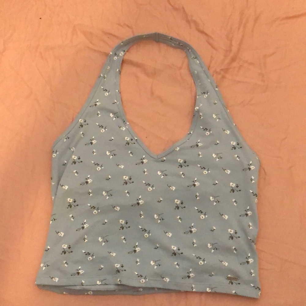 blue hollister halter top